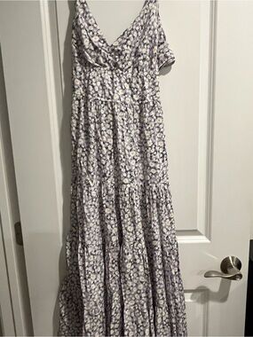 mahina Lavender Floral Tiered Maxi Dress